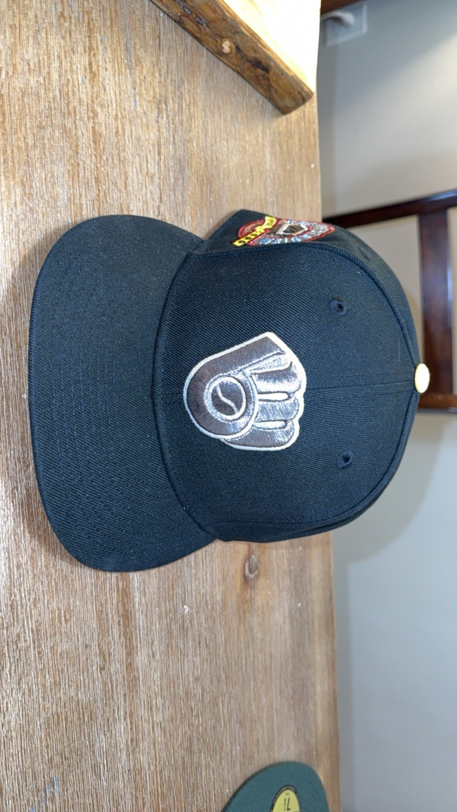 New Era 59FIFTY Fitted Baseball Cap Flat Bill Black/Gray Size 7 1/8 Brewers