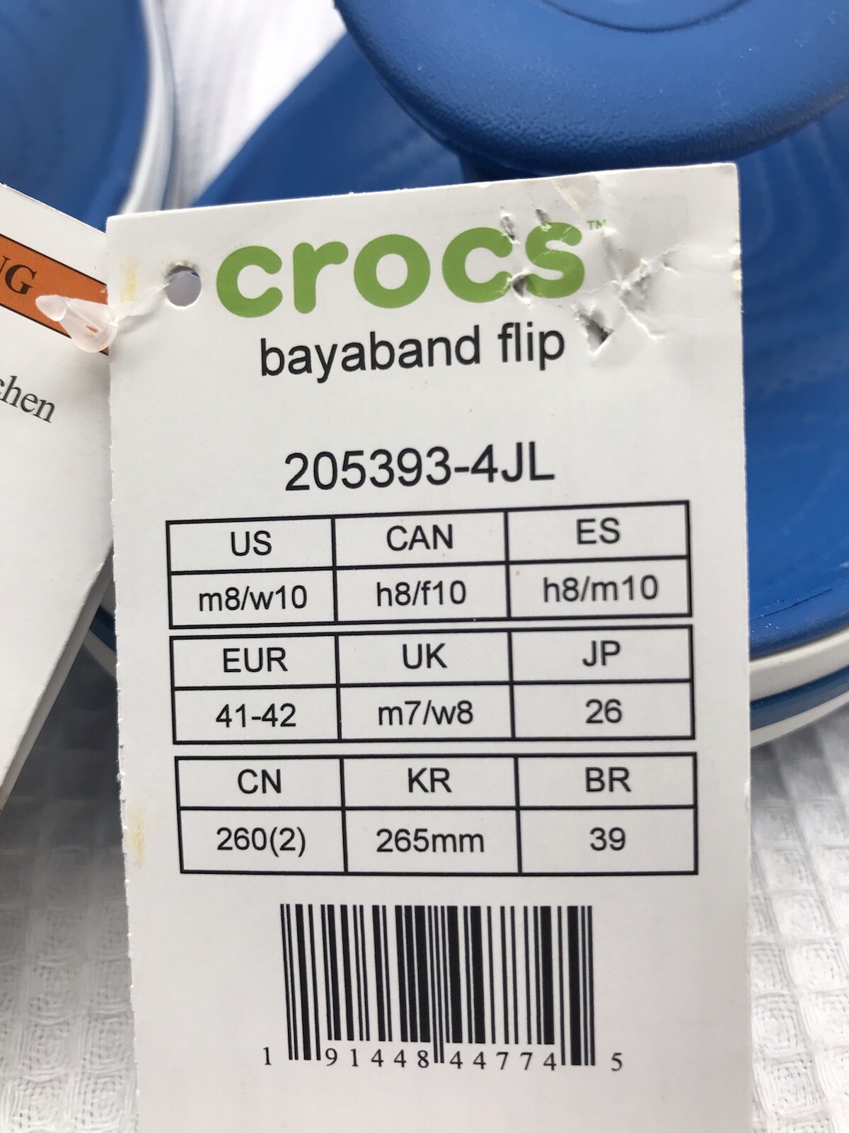 Crocs Bayaband Flip Flops Sandals Sz Mens 8 Womens 10 Robin Blue Lightweight