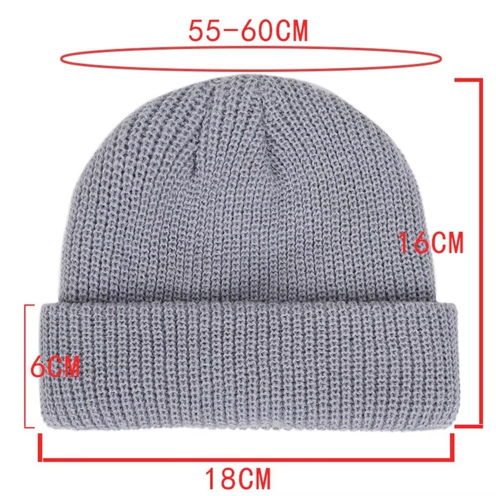 Mini Short Fisherman Beanie Hat Ribbed Docker Winter Warm Knitted Skull Cap cuff