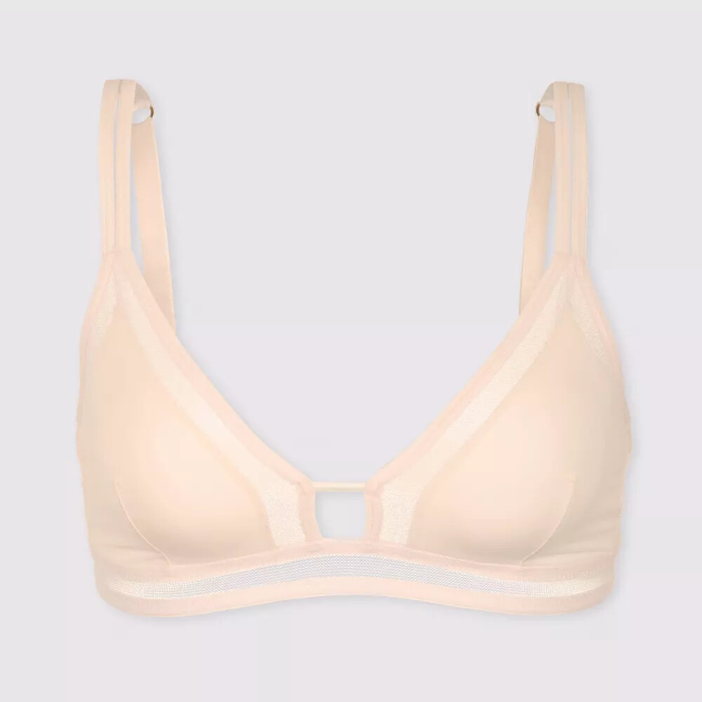 All You LIVELY Womens Mesh Trim Bralette No Wire Bra Toasted Almond Choose Size
