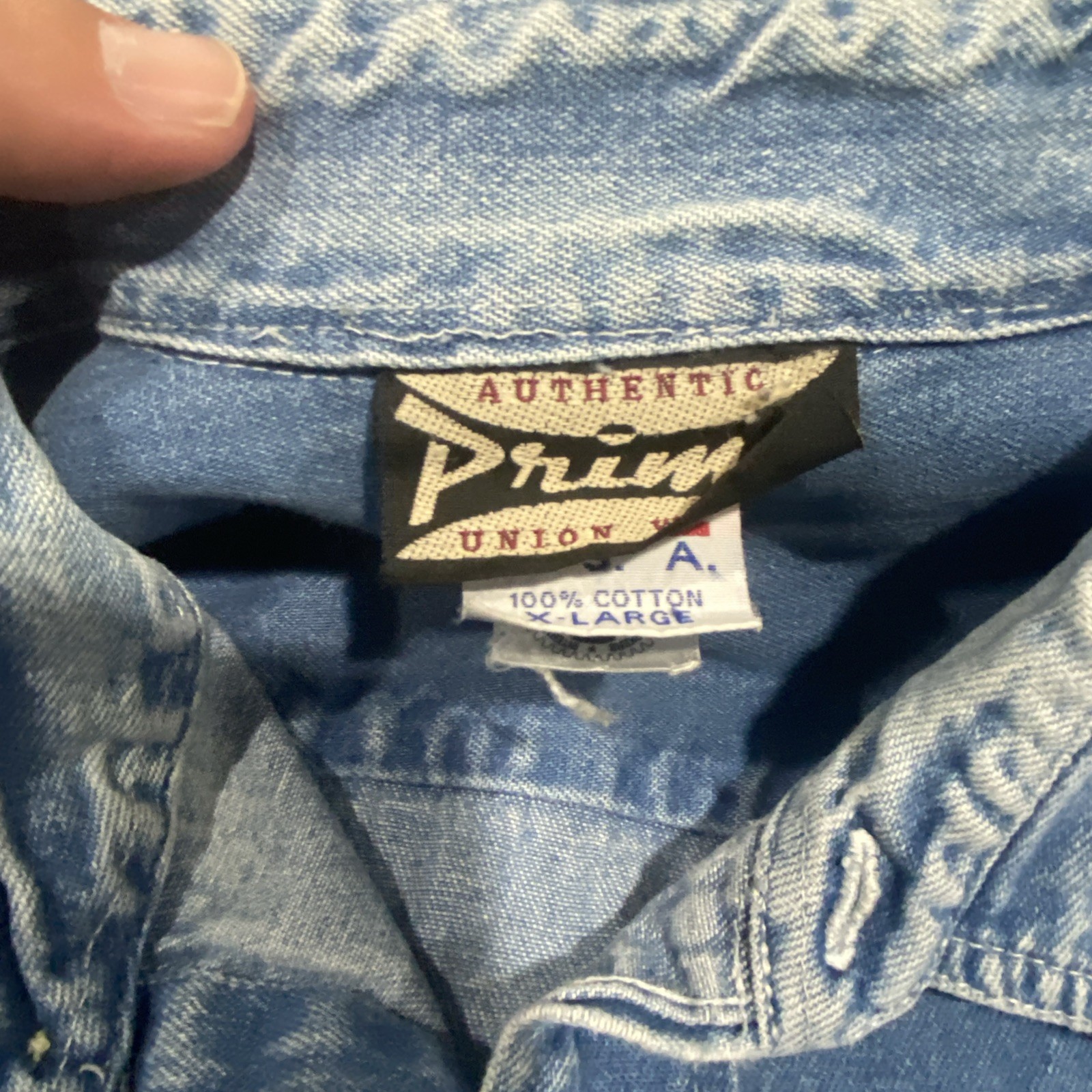 Embossed Eagle Authentic Prime Union Wear U.S.A. Denim Shirt Vintage Sz XL