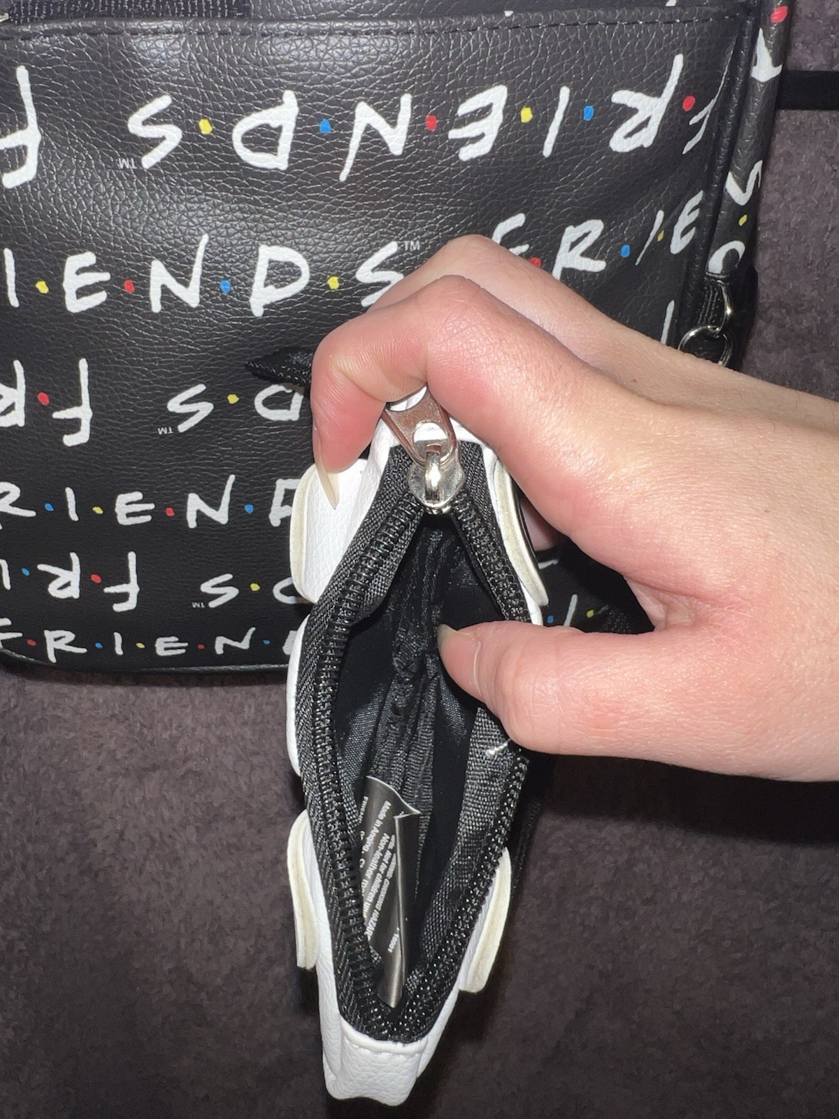 Friends TV Show Mini Backpack 10.5” Black Friends Logo With Taxi Cab Coin Purse
