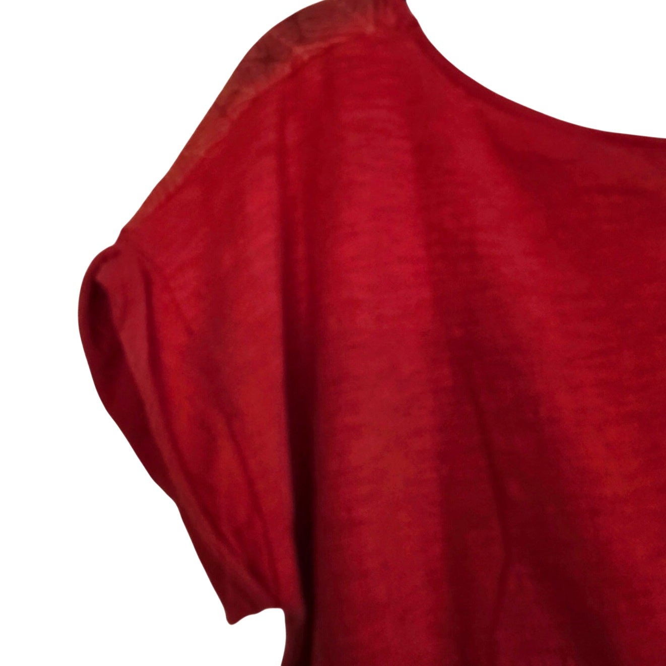 Lucky Brand Boho Casual Red Textured Geometric Diamond Short Sleeve Women’s XS