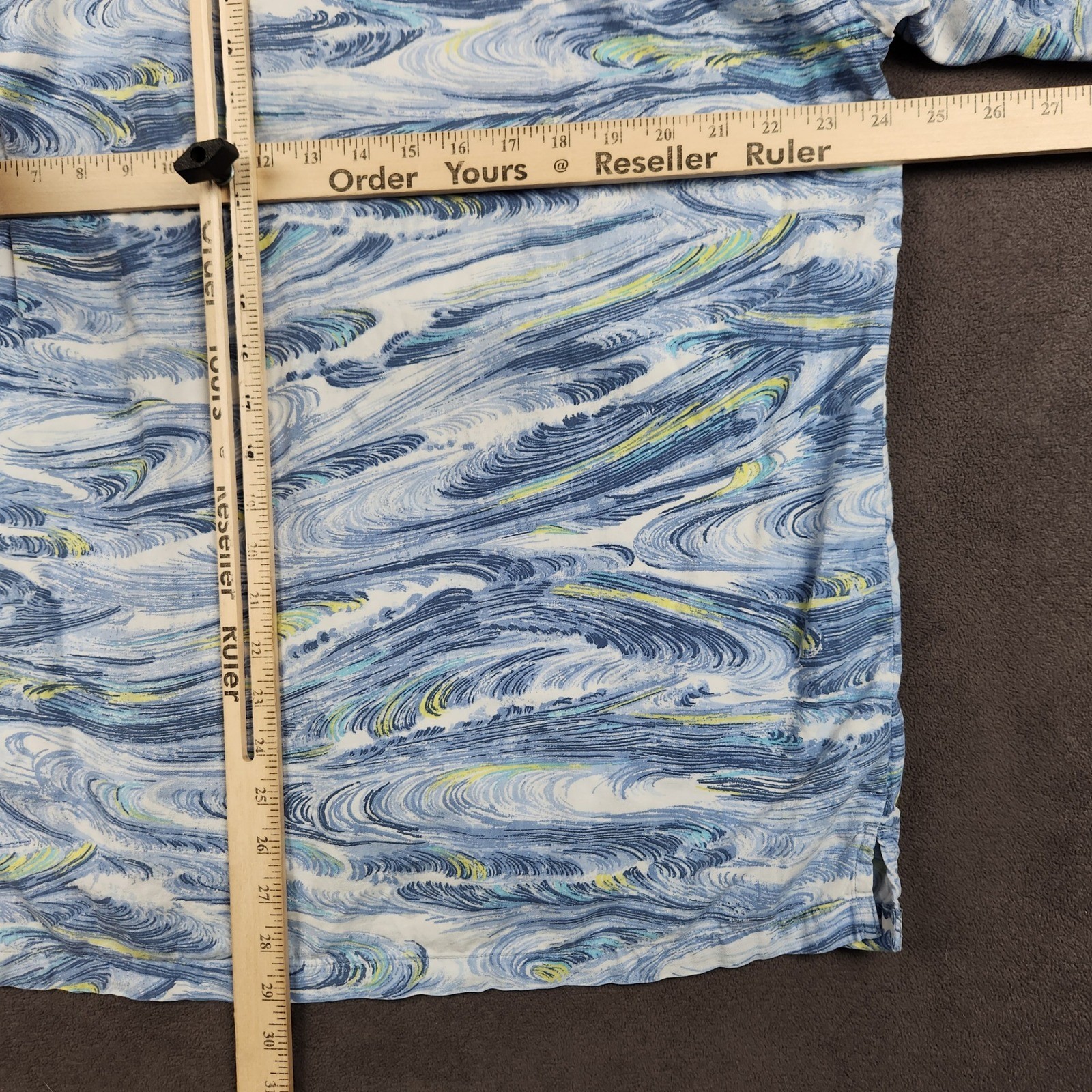 Patagonia Pataloha Shirt Mens Large Blue Swirl Wave Organic Cotton Tencel 52570