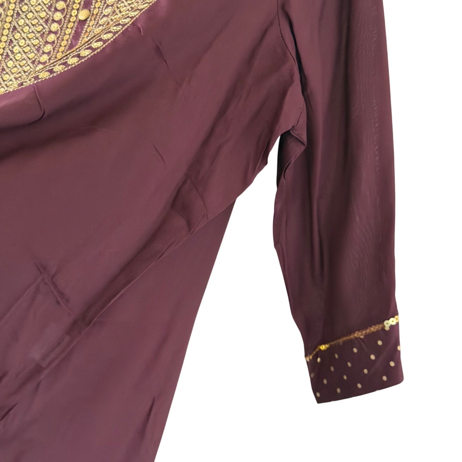 Aurelia blouse Sz XXL brown Kurta With Gold Embroidery Viscose Fabric