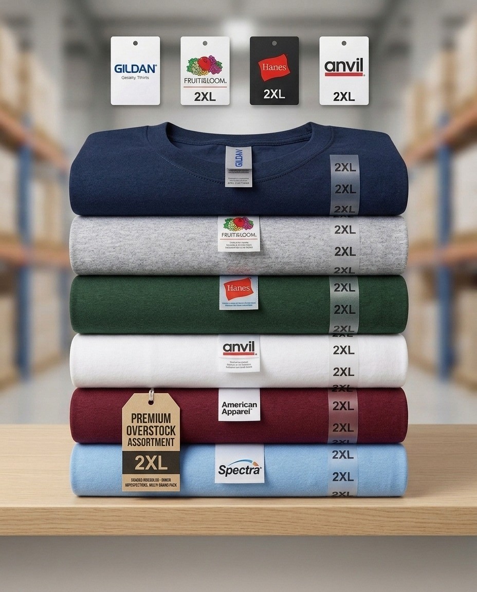 Bulk 6 PCS 2XL Irregular Men’s T-Shirts – Assorted Brands
