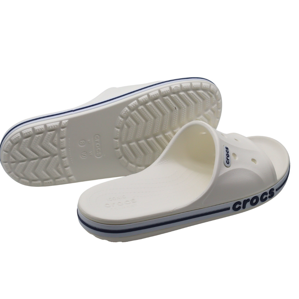 Crocs Unisex Bayaband Slides White/Navy 8 Men/10 Women – NEW