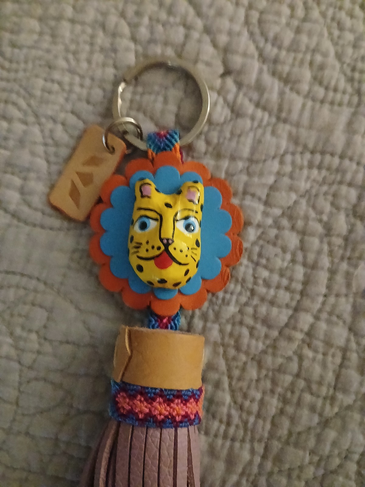 Consuela Tassel Key Chain Key Ring Charm Pendant Leather Metal Women Multicolor