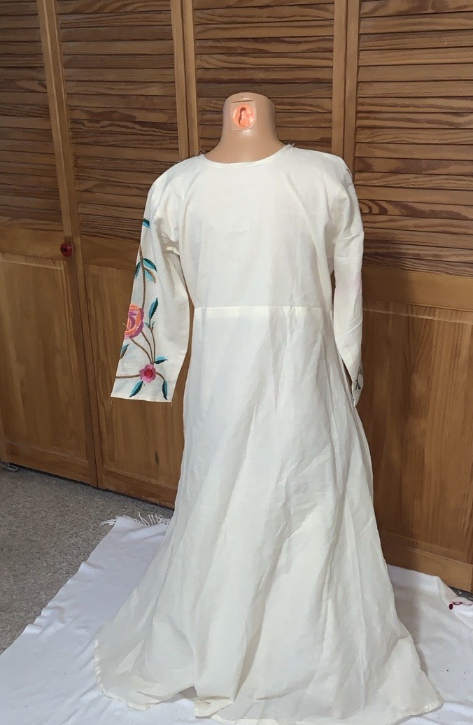 Floral Embroidered Kurti dress one size l/xl cotton handmade fully lined gown