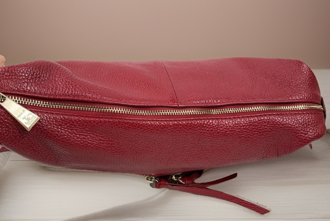 J & C Red Leather Crossbody Bag w/Gold Hardware Jackie Celine Made In Italy