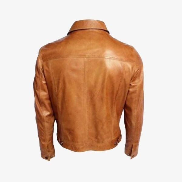 Men’s Yellow Handmade Motorcycle Biker Rider Real Cowhide Leather Trucker Jacket