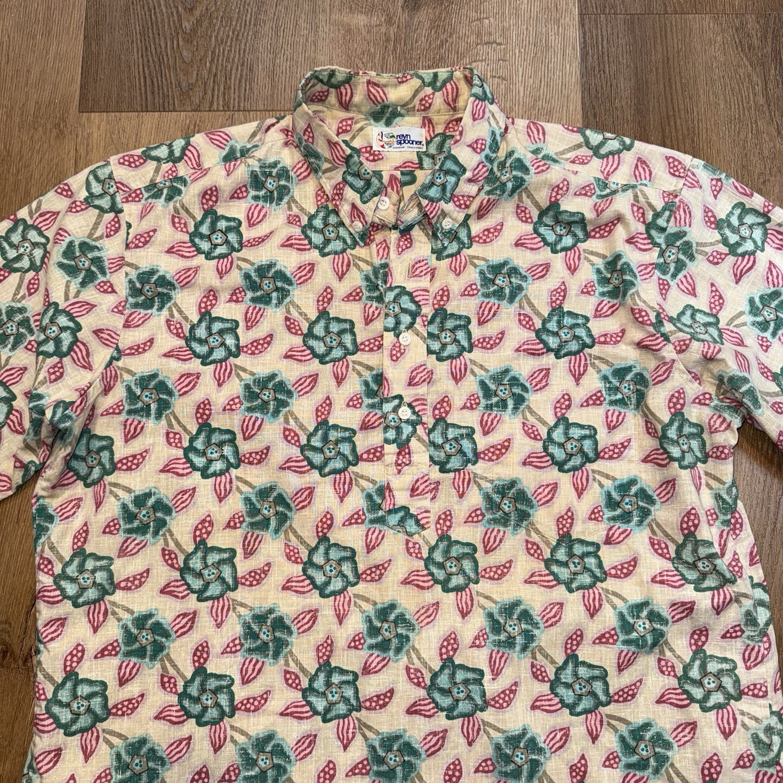 Vintage Reyn Spooner Shirt Mens XL Floral Print Cotton Pullover Style 80s 90s