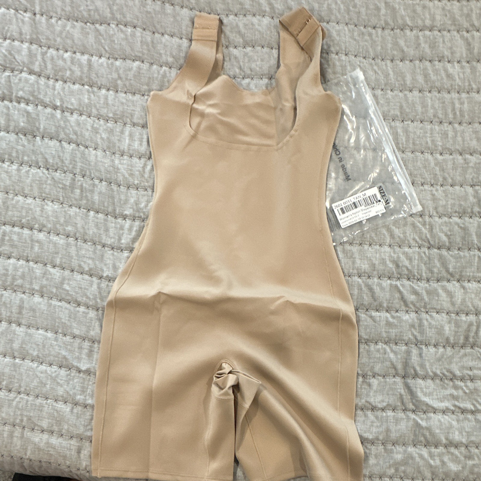Women’s One-Piece Shapewear Seamless Open Chest crotchless Firm Compresion Tan M