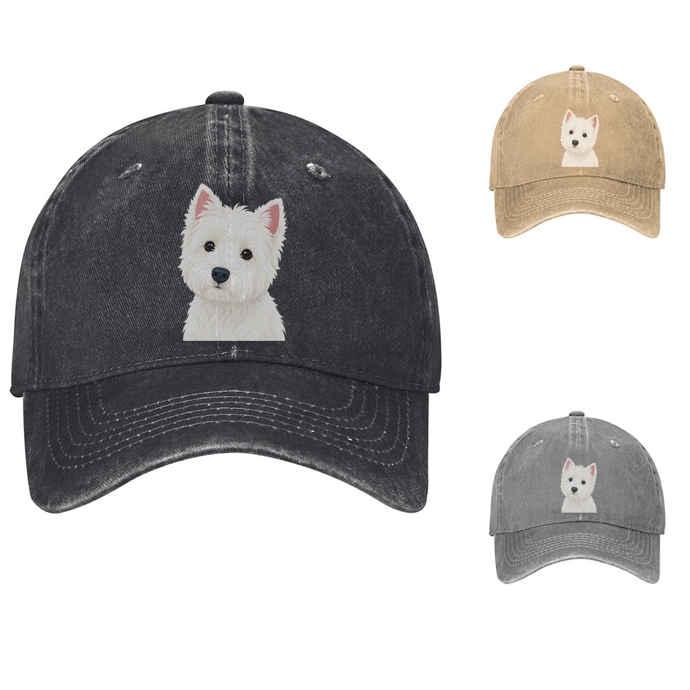 West Highland Terrier Baseball Cap Fluffy Dog Portrait Dad Hat