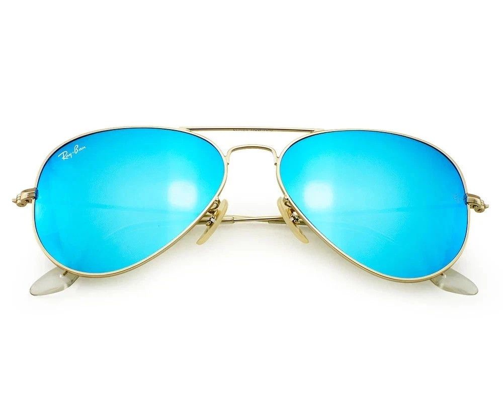 Ray-Ban Sunglasses RB3025 Aviator Flash Gold Frame Blue Flash Lens 55mm Unisex
