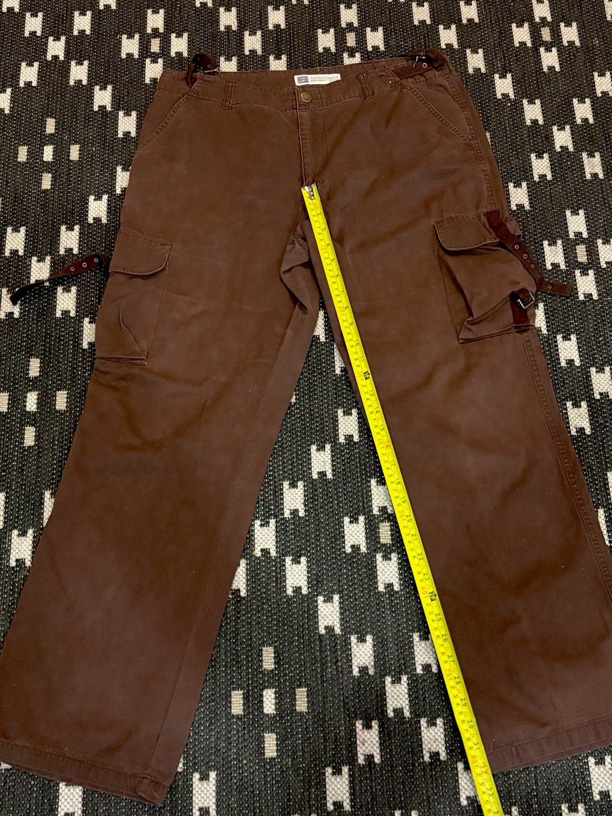 Women’s VTG Y2K Faded Glory Cargo Pants Brown Baggy Utility Straps 14 Average