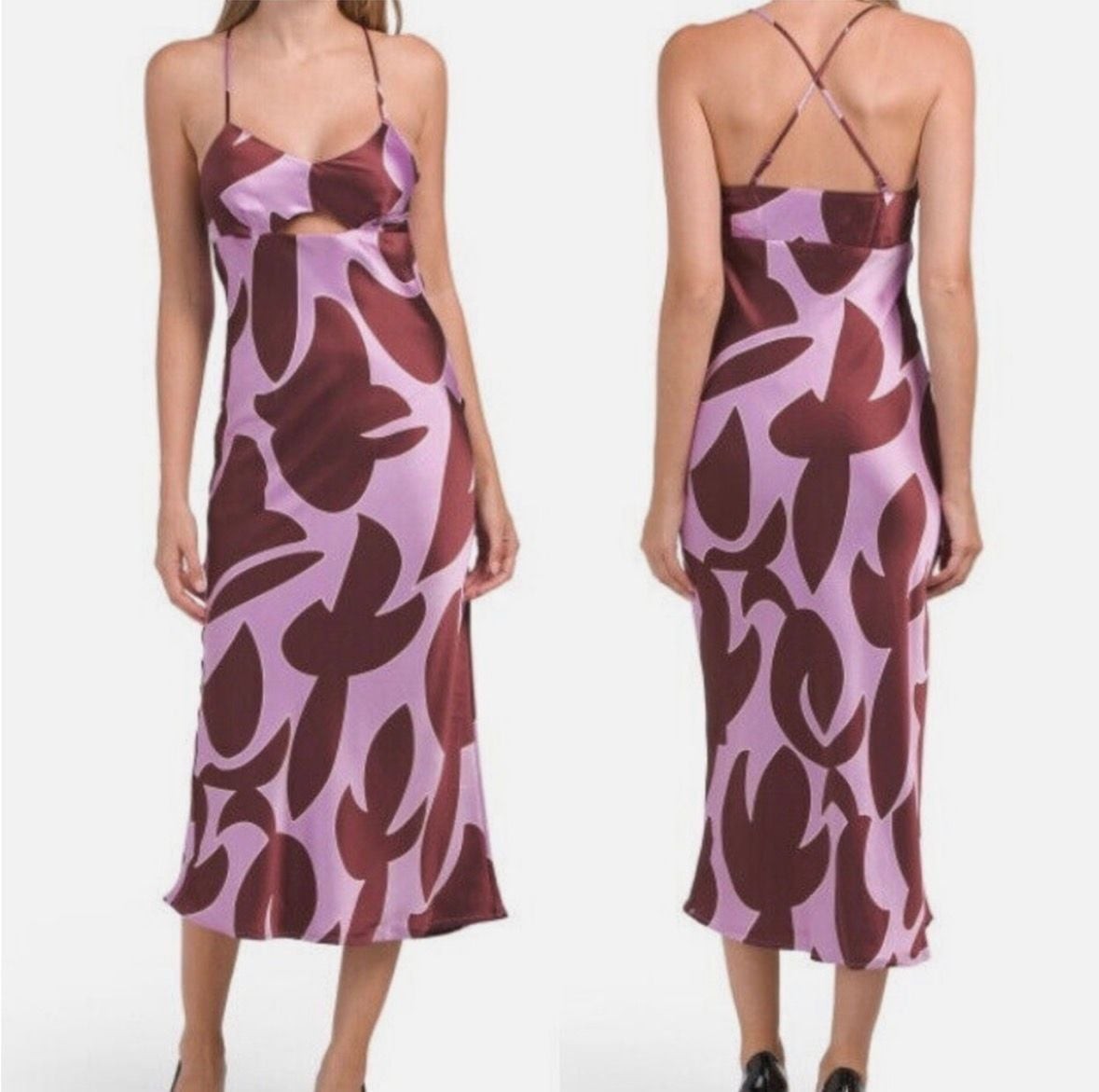 House of Harlow 1960 Satin Cutout Midi Dress Size XS