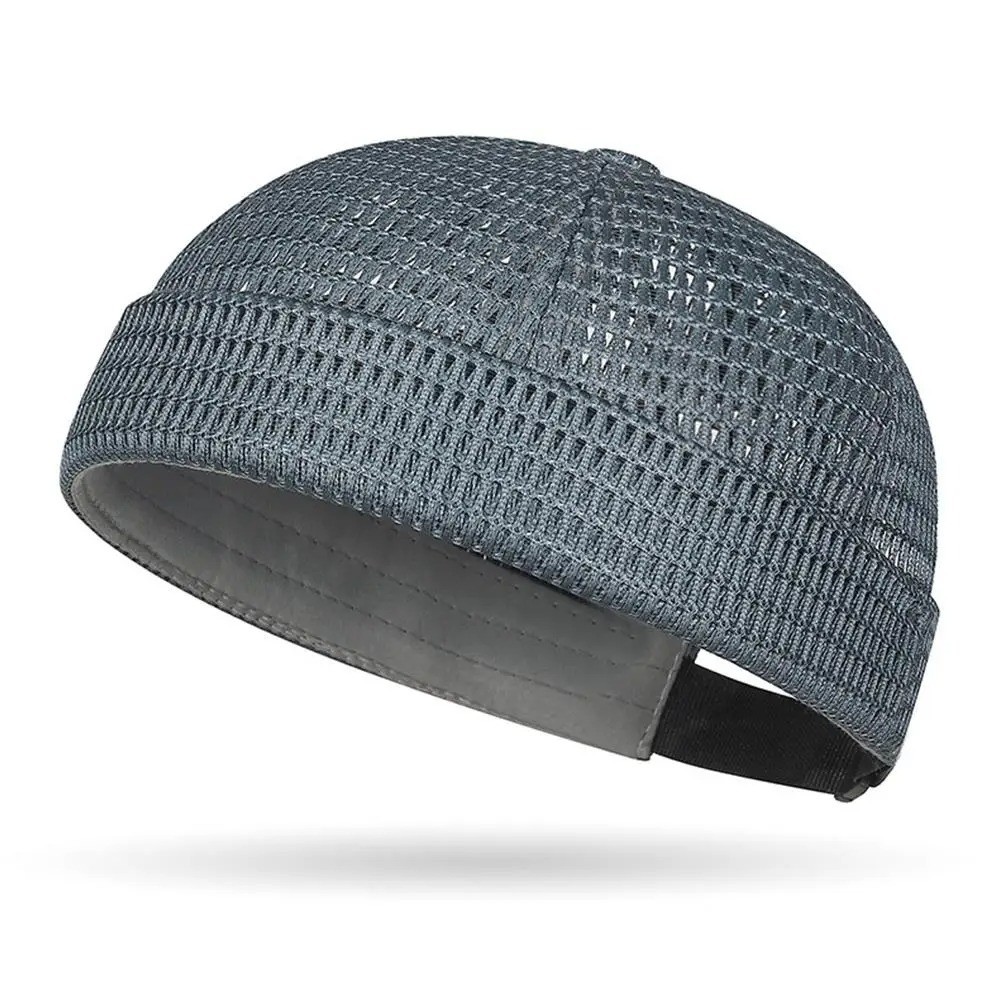 Men Breathable Quick Dry Mesh Skullcap Hat Summer Brimless Adjustable Sun Cap