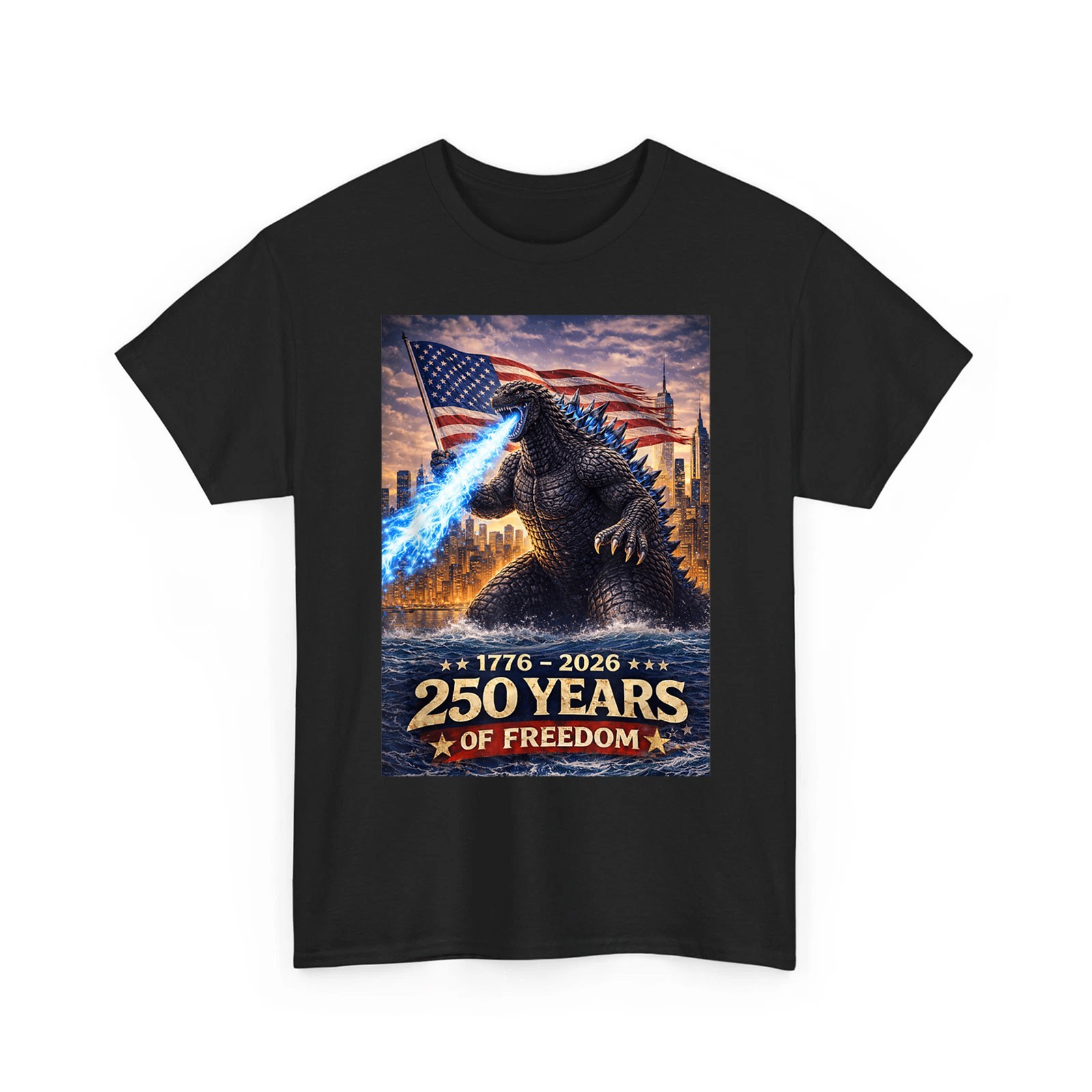 Godzilla Kaiju Monster T-Shirt Unisex 1776-2026 USA 250th Anniversary July 4th