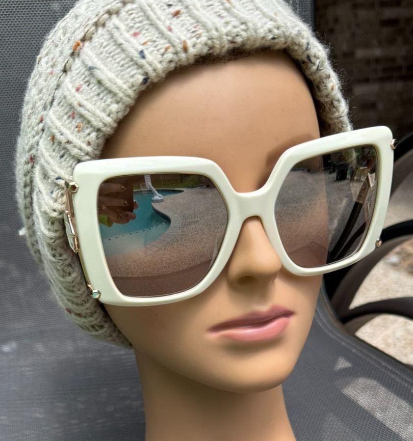 Philipp Plein SPP121S Plein Queen Sunglasses Cream White 3GFX 56-21-120 NIB