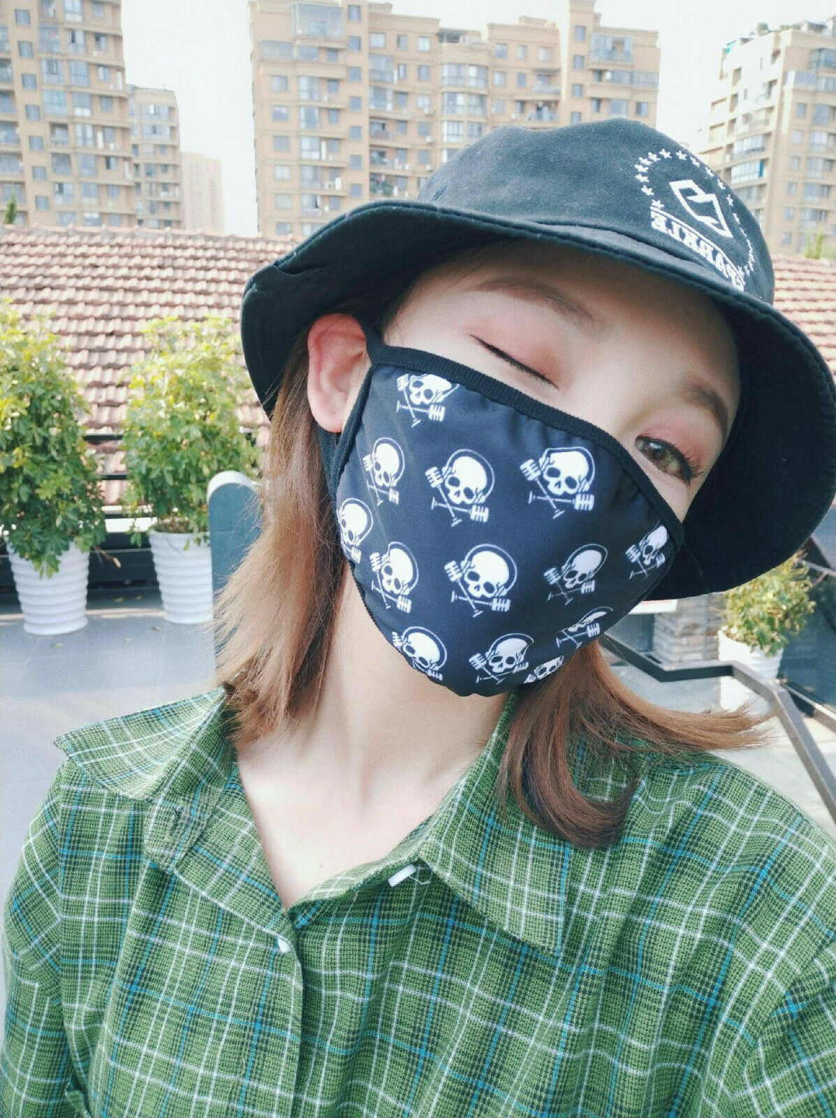 Hip Hop Style Fashion Designer Cotton Mask Black Half Face Mouth Cover 3 Pcs Set