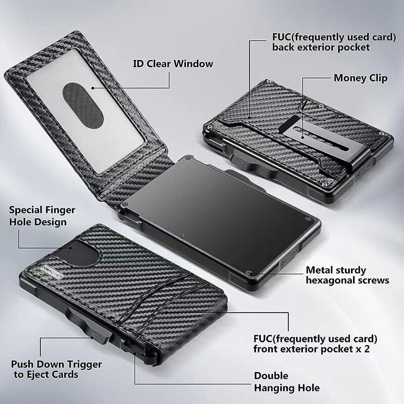 Minimalist Slim Wallet for Men, Credit Card Holder & Money Clip Wallet for Men