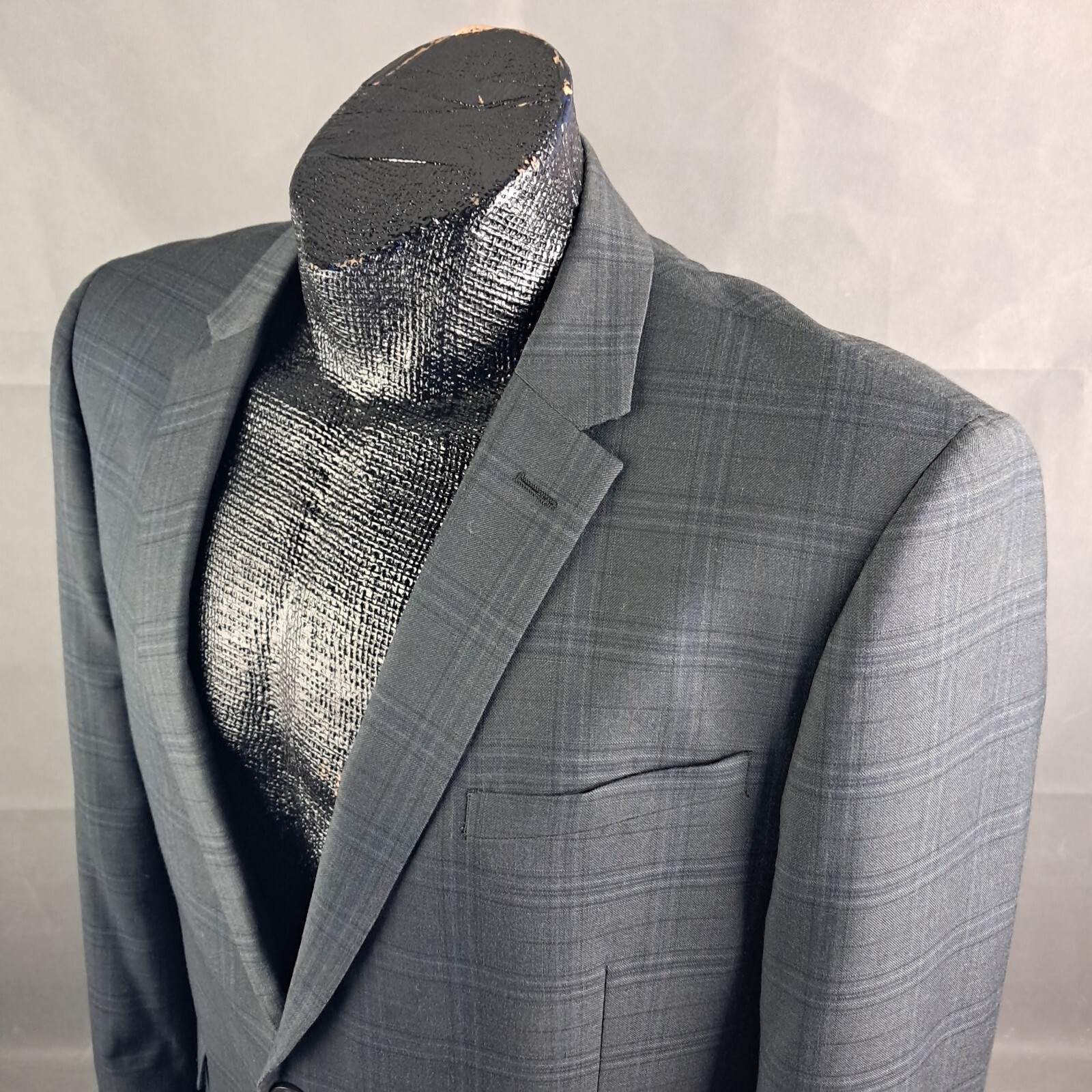 Egara Extreme Slim Fit Sportcoat 48R Mens Gray Windowpane Check 2-Button Jacket