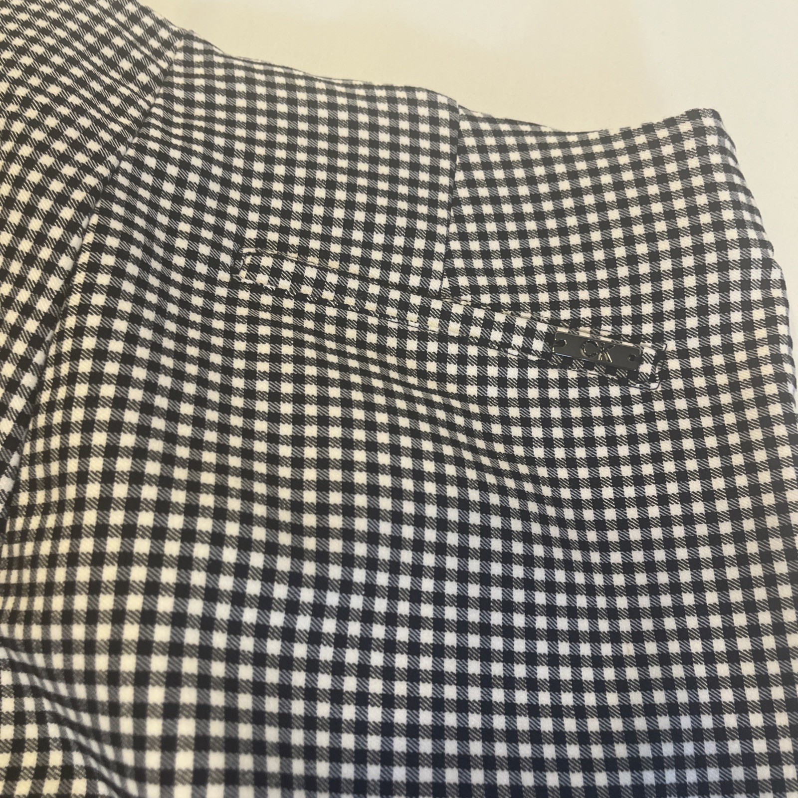 Calvin Klein Womens Pants Size 4 Black White Checker Stretch Career Slim Fit