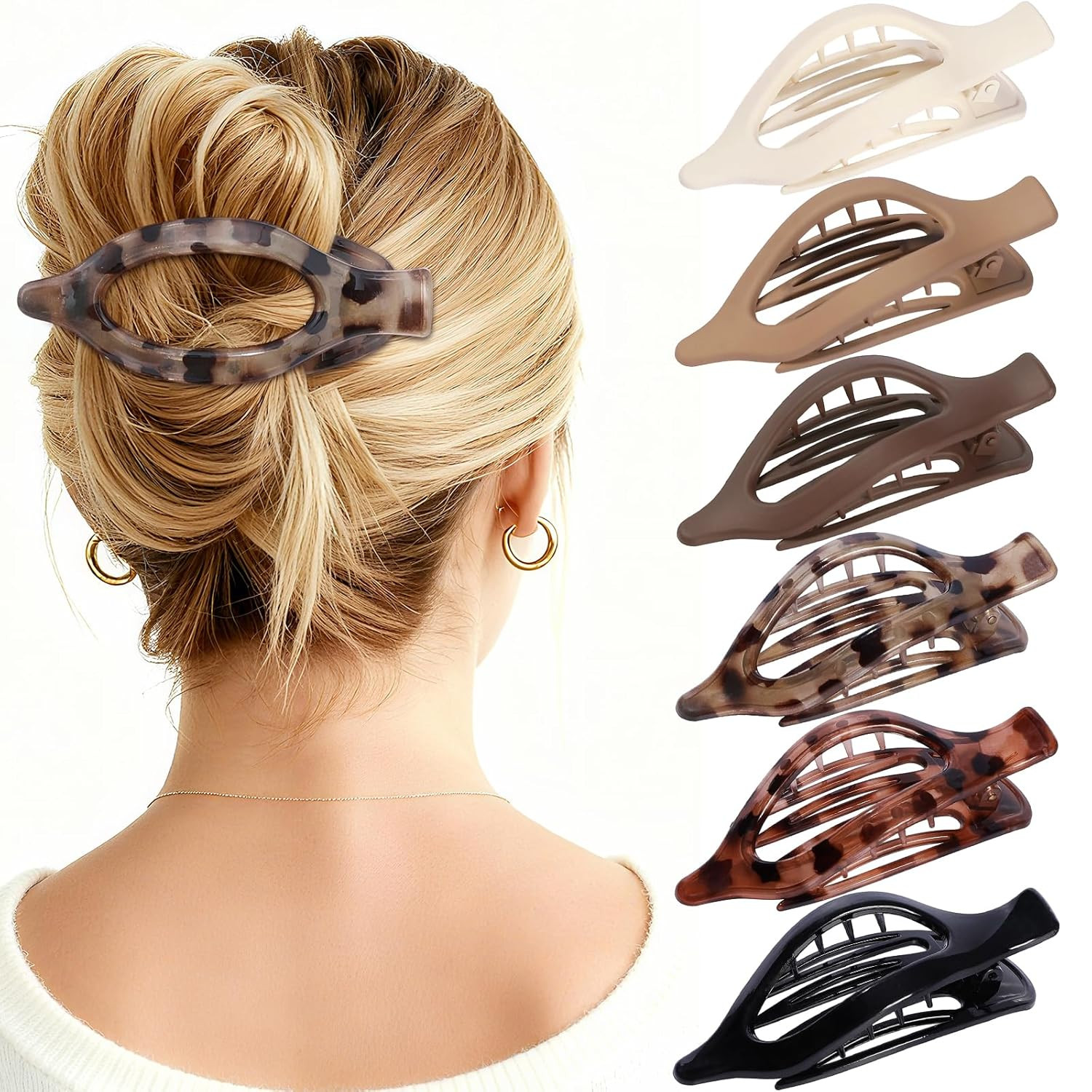 Flat Hair Clips for Women – 6 PCS French Flat Claw Clips Medium Hair Clips for G
