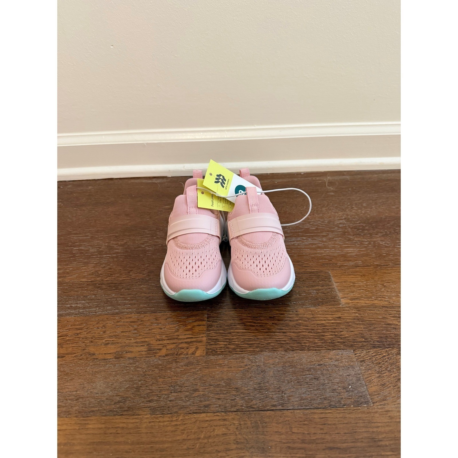 All in Motion Gennie Sneakers Kids Pink Mint Green Slip On Athletic Shoes Size 9