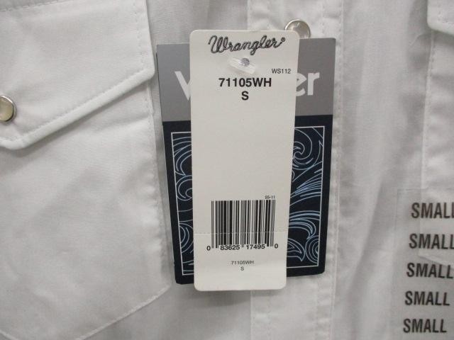 NEW Wrangler Shirt Mens Small White Long Sleeve Western Pearl Snap Classic Fit