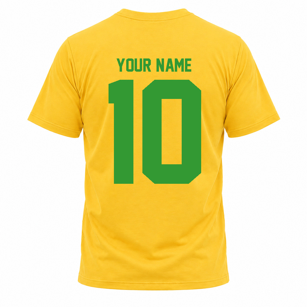 Brazil Custom Name Number Soccer Shirt Yellow Football Tee Men Women Kids Family