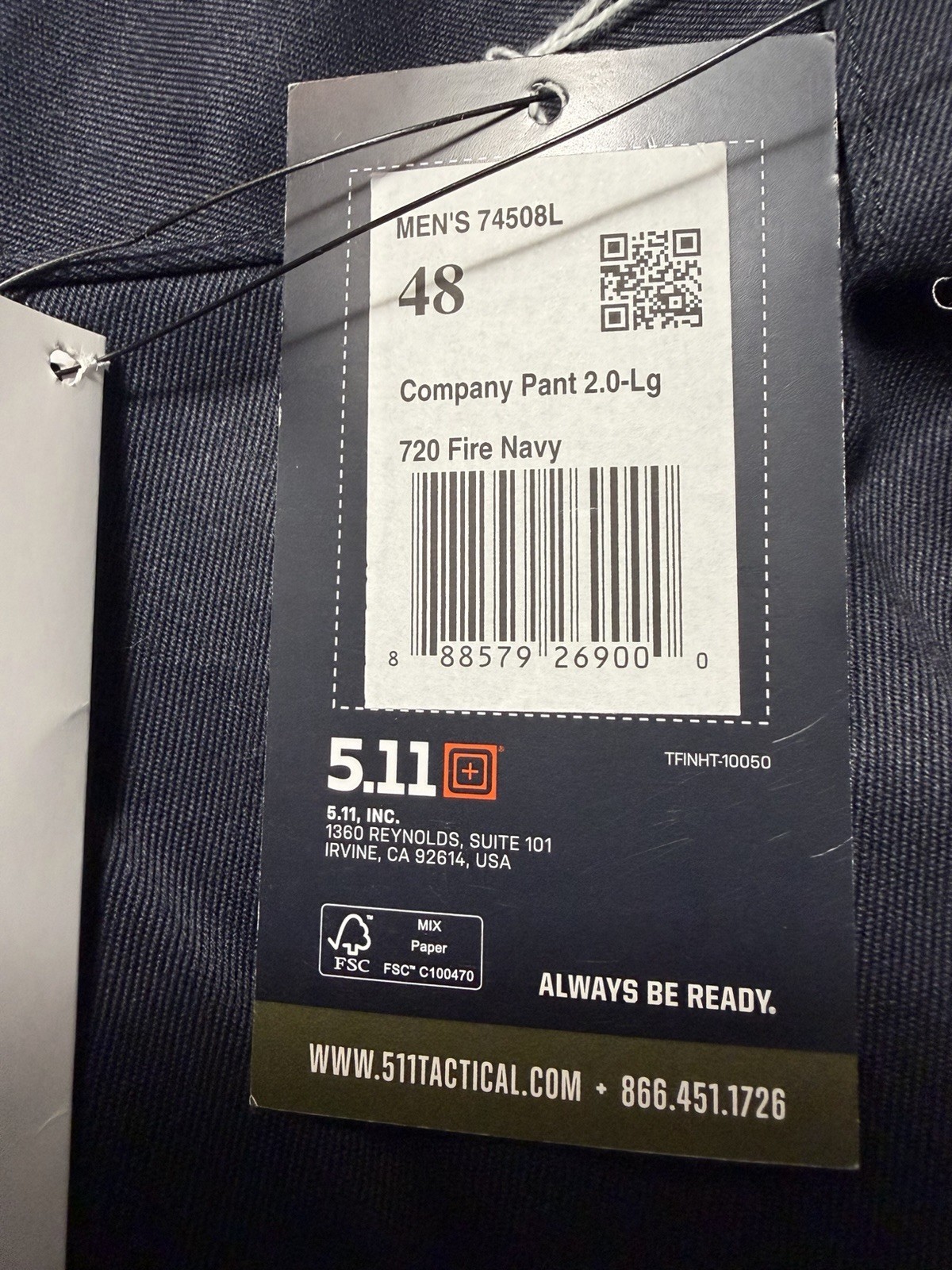 5.11 Tactical Company Pants 2.0 720 Fire Navy Regular Fit 48×28 ~NWT~