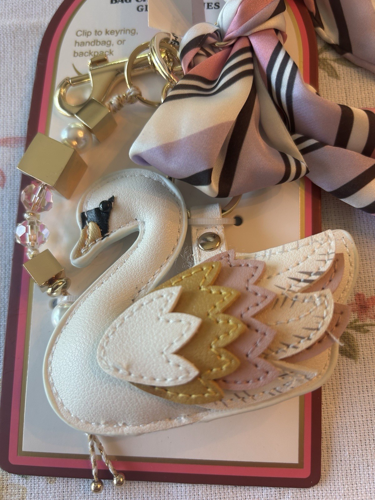Piper K Swan Bag Charm NWT