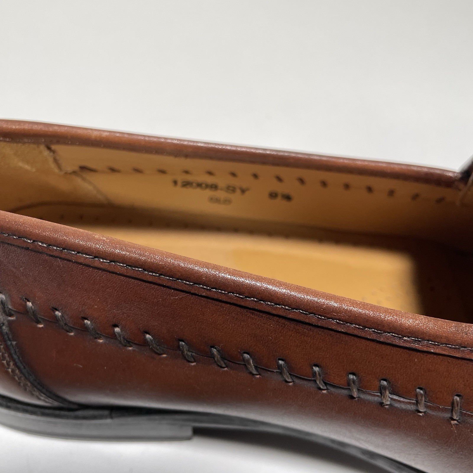 Sandro Moscoloni Men’s Penny Loafers Brown Leather Crocodile Embossed Size 9.5