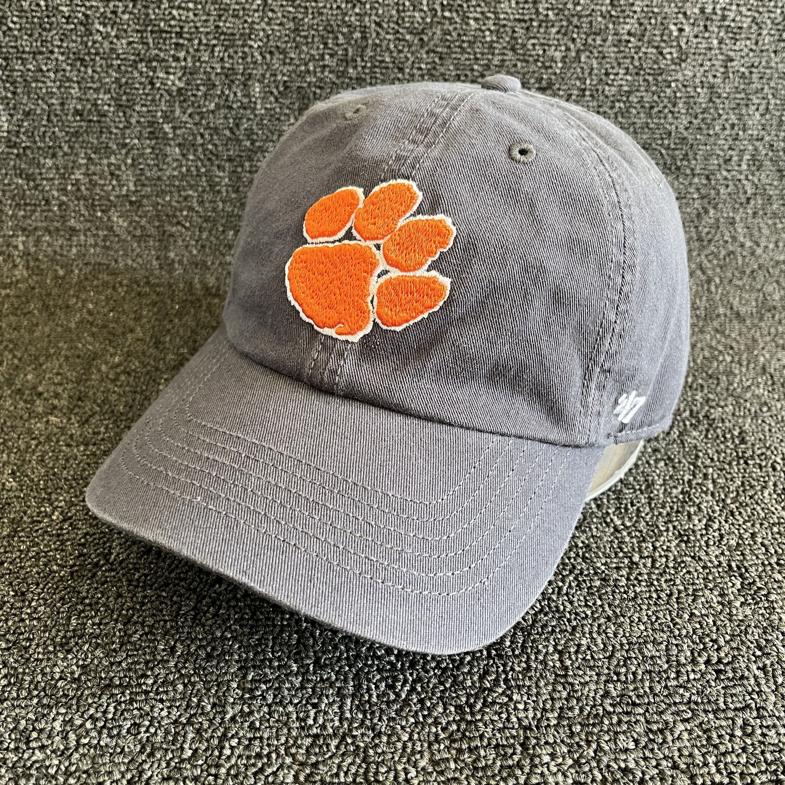 ’47 Brand Clemson Tigers Baseball Cap Strapback Grey Orange Paw Print One Size N