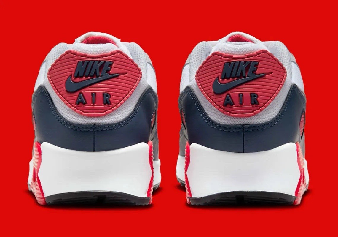 Nike Air Max 90 Cool Grey University Red USA Running Shoes DM0029-117 Men’s NEW
