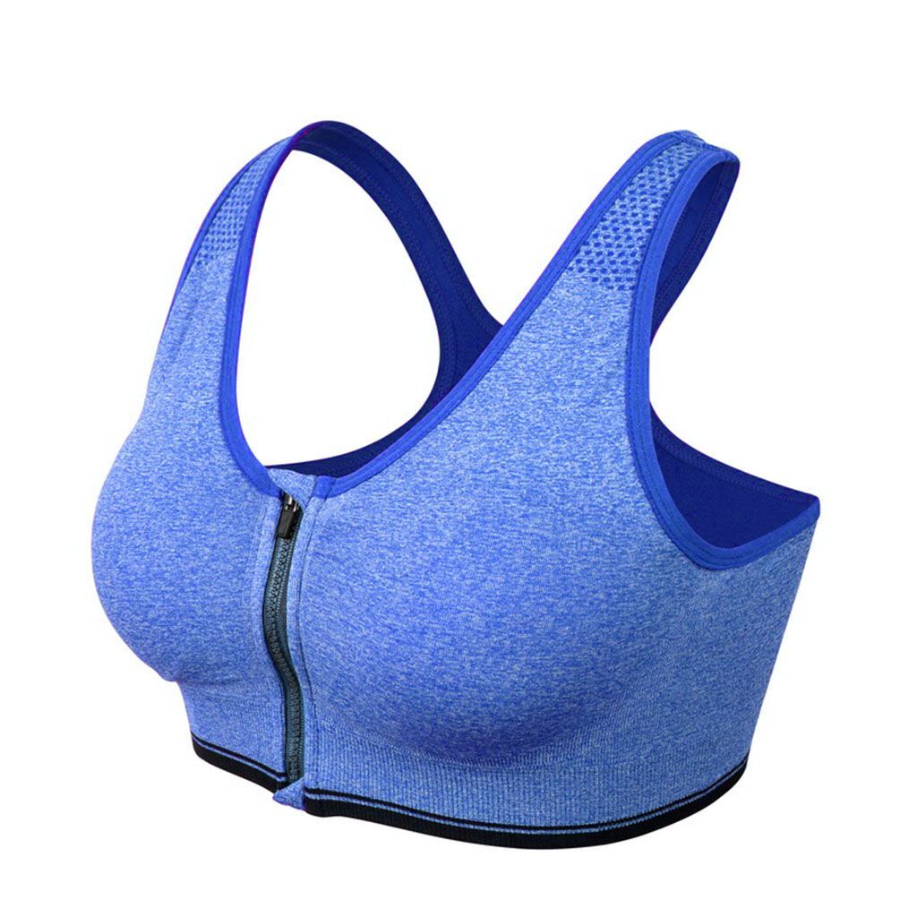 Sports Bra Women High Impact Running Yoga Workout Bra Zip Front Closure M/L/XL