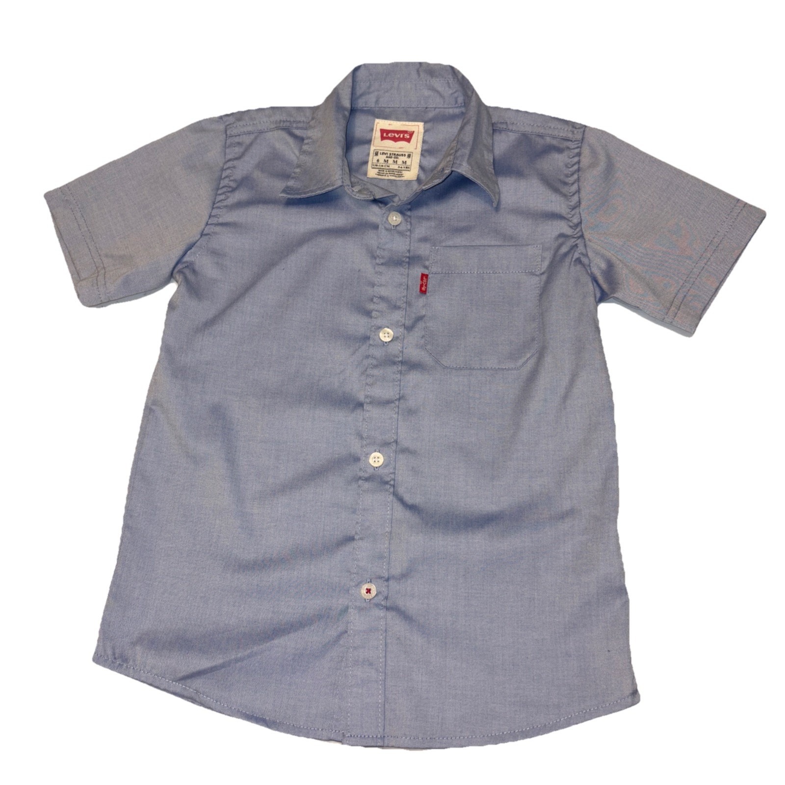 Levi’s Youth Boys Denim Light Blue Cotton Button Up SZ 6 Little Boys Ages 5-6