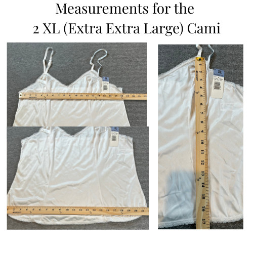 NWT VTG Vassarette CAMISOLE Black White Adjustable Strap 17701 M, L, XL, or 2XL