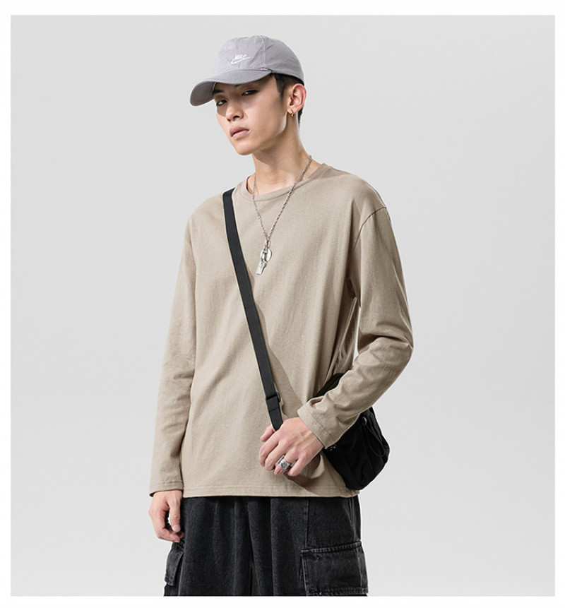 New Men’s Solid Color T-shirt Pure Cotton Top Inside A Student Leggings