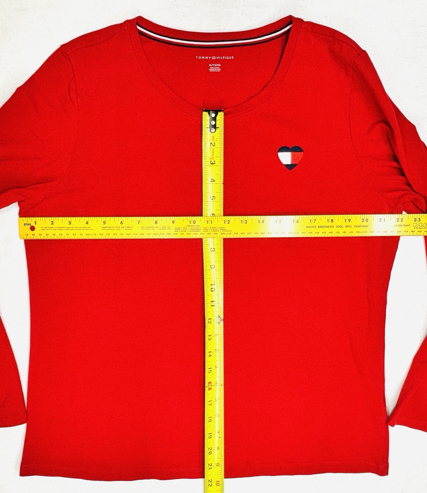 Tommy Hilfiger Women’s Size XL Red Cotton Blend Pullover L/S T-Shirt Heart Logo