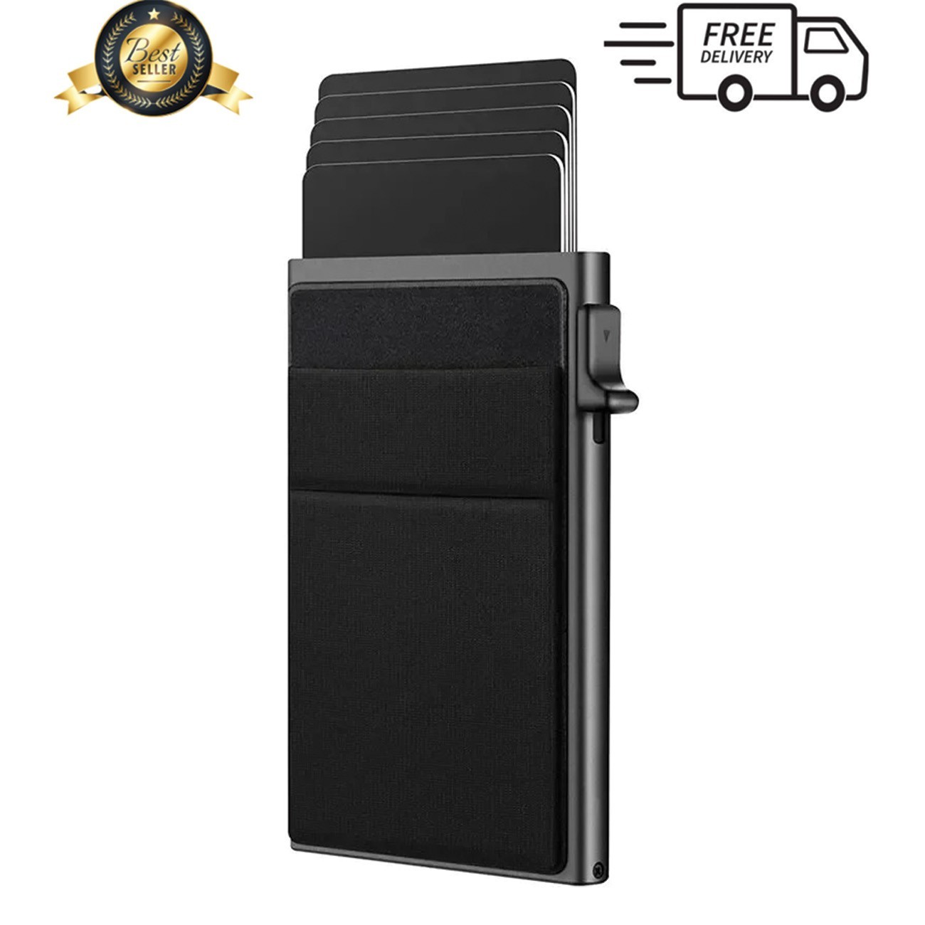 Mens RFID Blocking Wallet Slim Credit Card Holder Black Minimalist Auto Pop Up