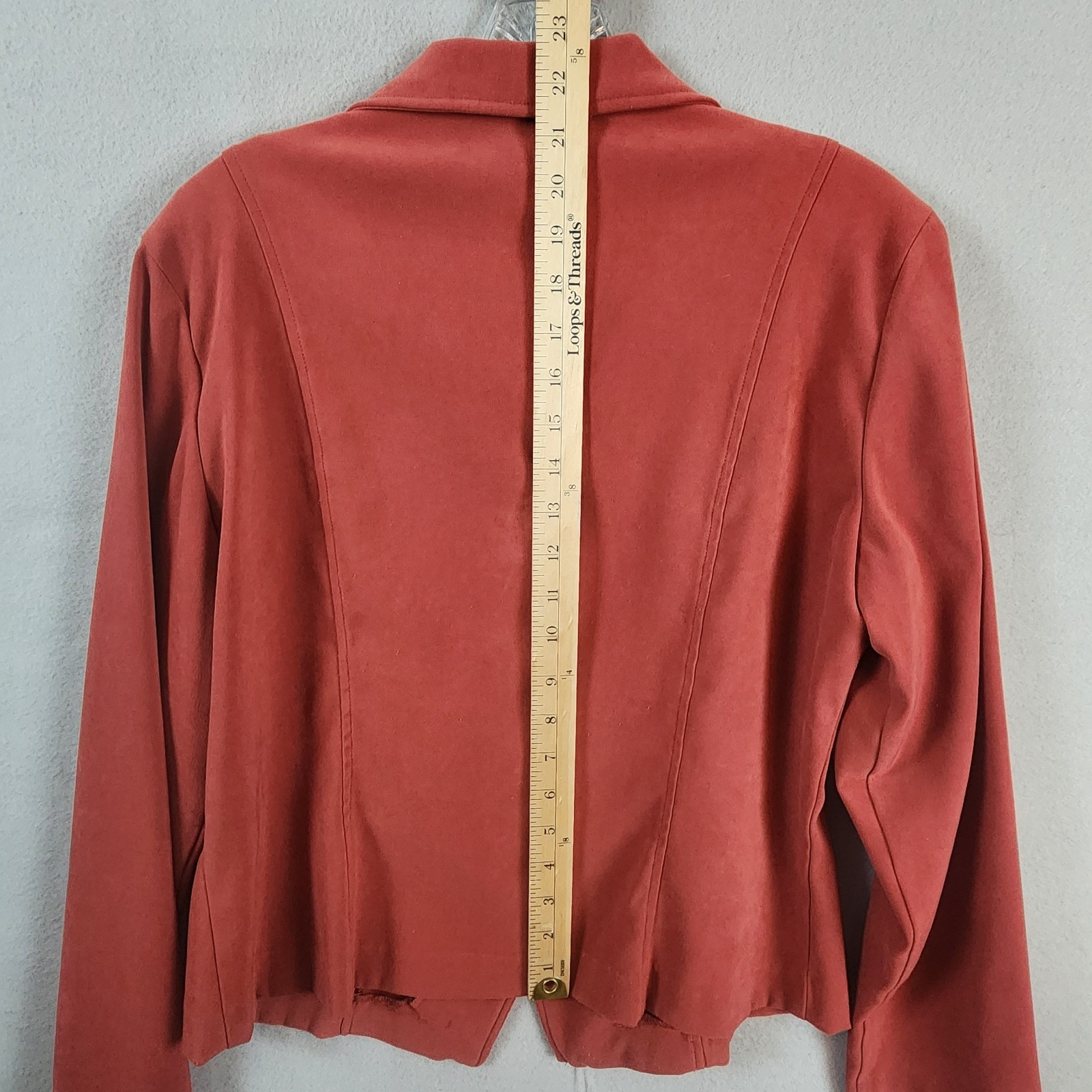 Requirements Button Front Blazer Women Medium Rust Brown Polyester Spandex