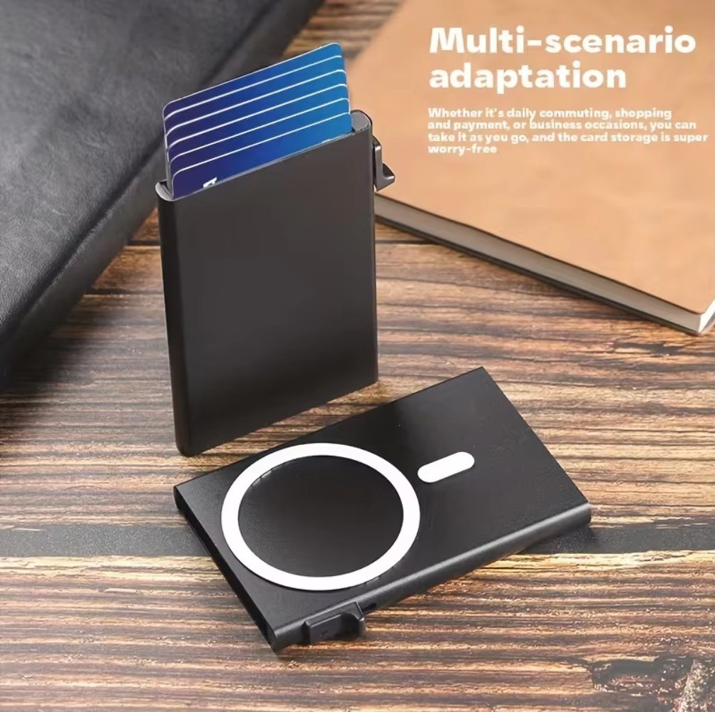 Magnetic RFID Blocking Wallet Pop Up Card Holder Aluminum Slim Wallet for Men