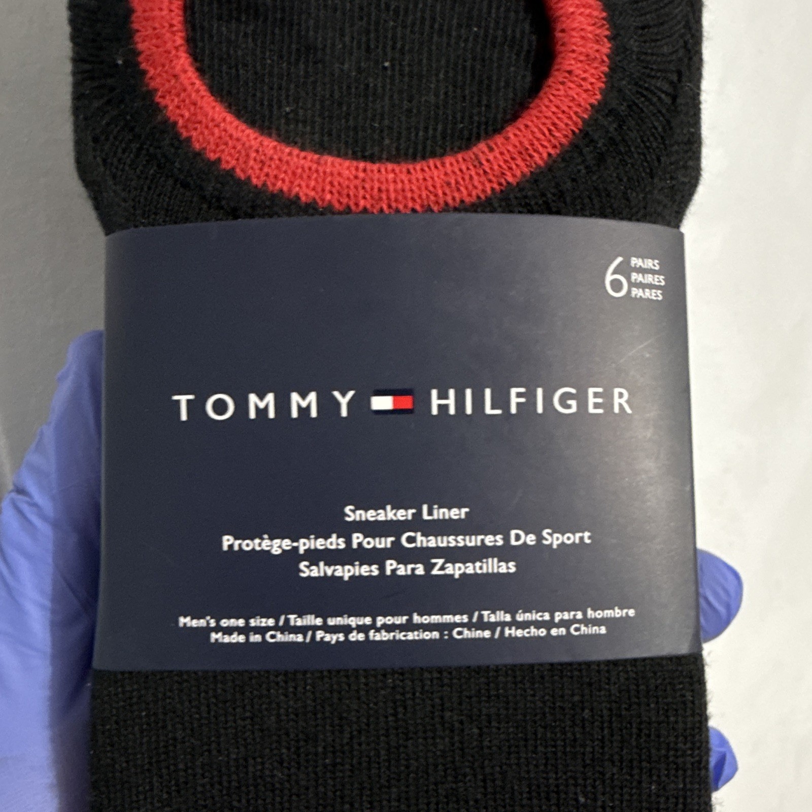 Tommy Hilfiger Men’s Cotton Logo No-Show Sneaker Liner Socks 6 Pairs Black