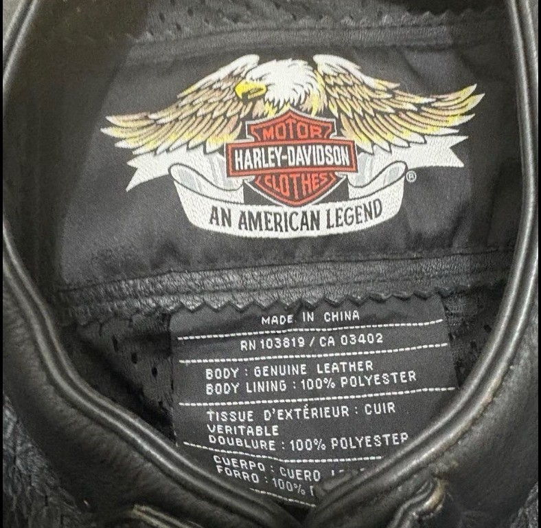 Harley-Davidson Perforated Genuine Leather Moto Jacket XXL Black White Stripe