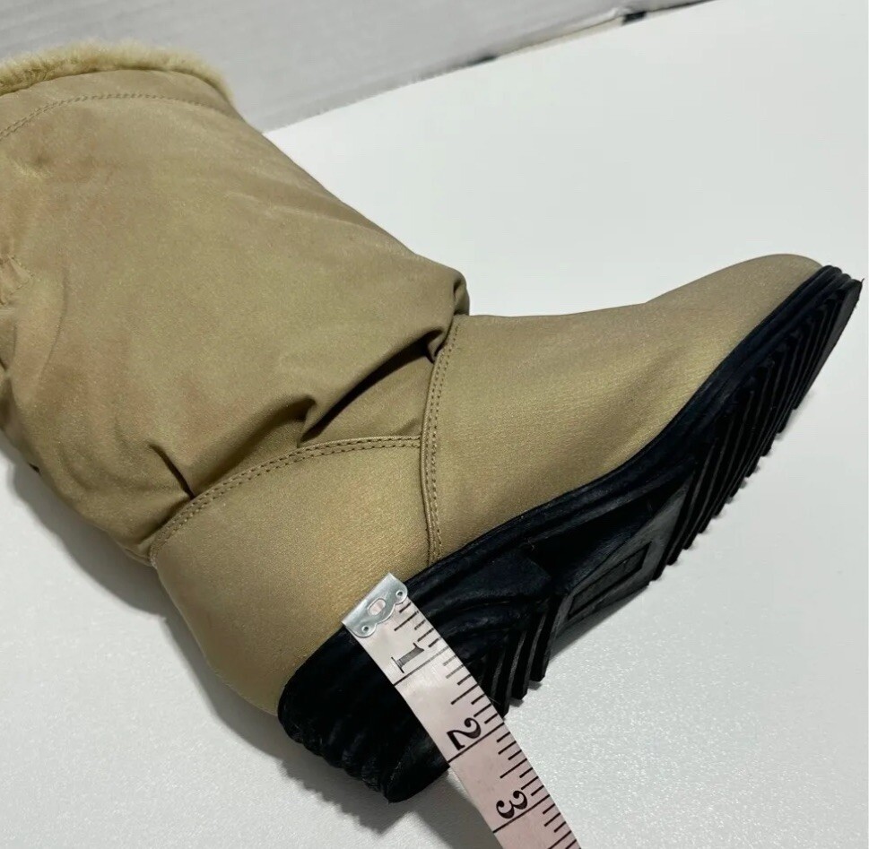 AJ Valenci Icicle Round Toe Mid Calf Faux Fur Collar Zip Winter Boots Tan SZ-8.5