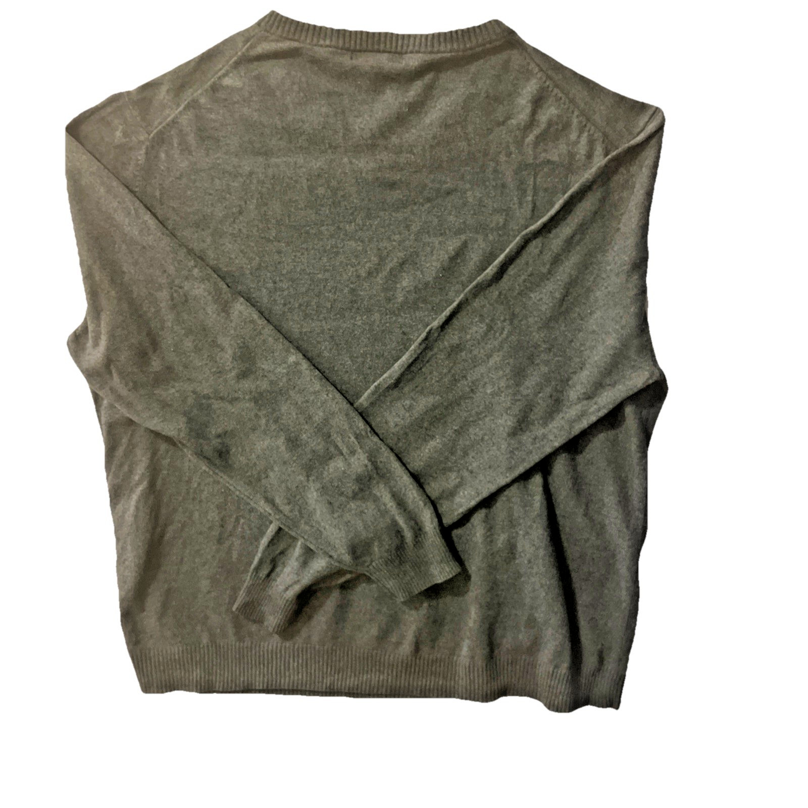 Lands End Mens V-Neck Sweater XL 46-48 Gray Soft & Warm Cashmere Blend