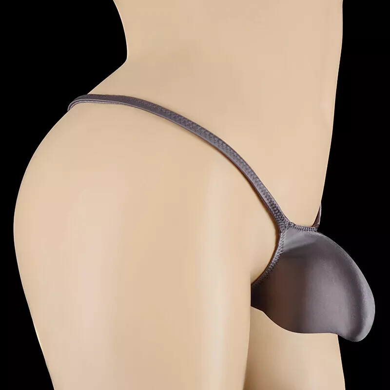 MENS SEXY OIL GLOSS GRAPE SMUGGLERS MICRO THONG-GRAY (MEDIUM 28-32)